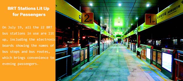 BRT Stations Lit Up for Passengers