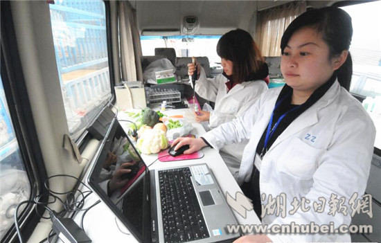 宜昌市农产品安全监测站在流动检测车上进行蔬菜农残检测。_副本.jpg